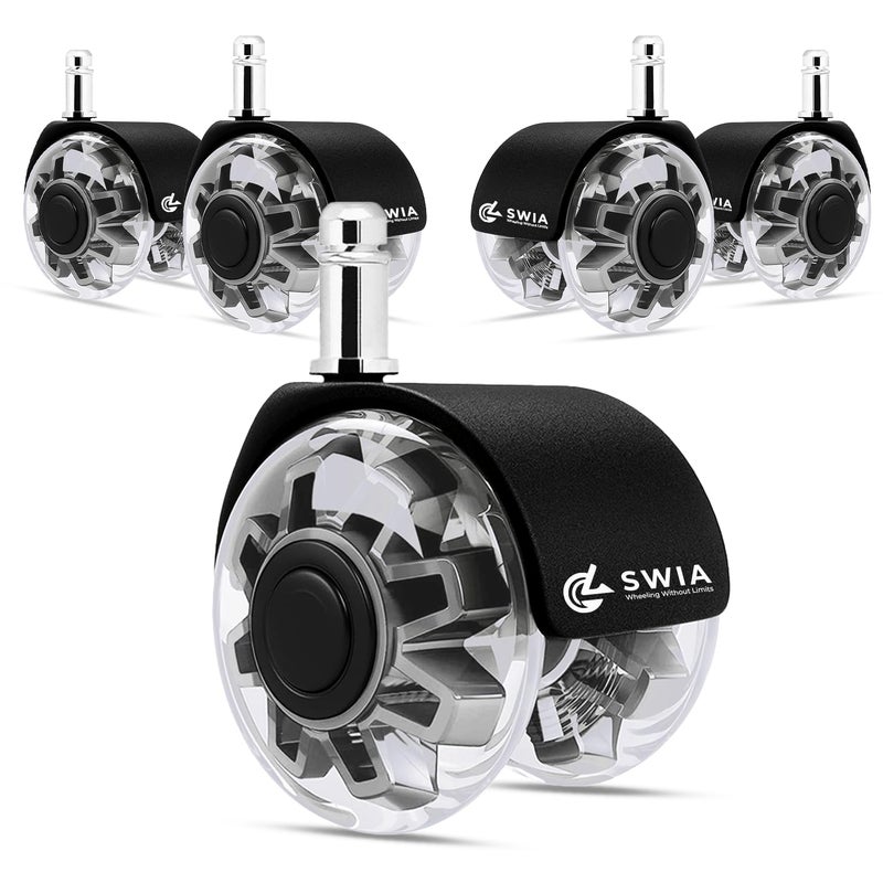 SWIA Premium 2 Inch Office Chair Caster Wheels (Set of 5) - Heavy-Duty, Smooth Rolling, Safe for All Floors, Silent and Durable Replacement for Home and Office Chairs - Image 1
